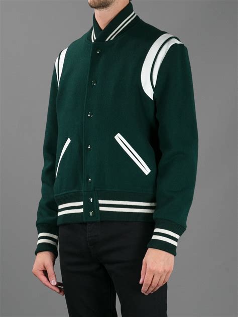 ysl varsity jacket green|saint laurent bomber jacket.